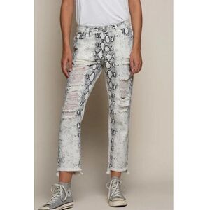 POL White Snake Distressed Jeans